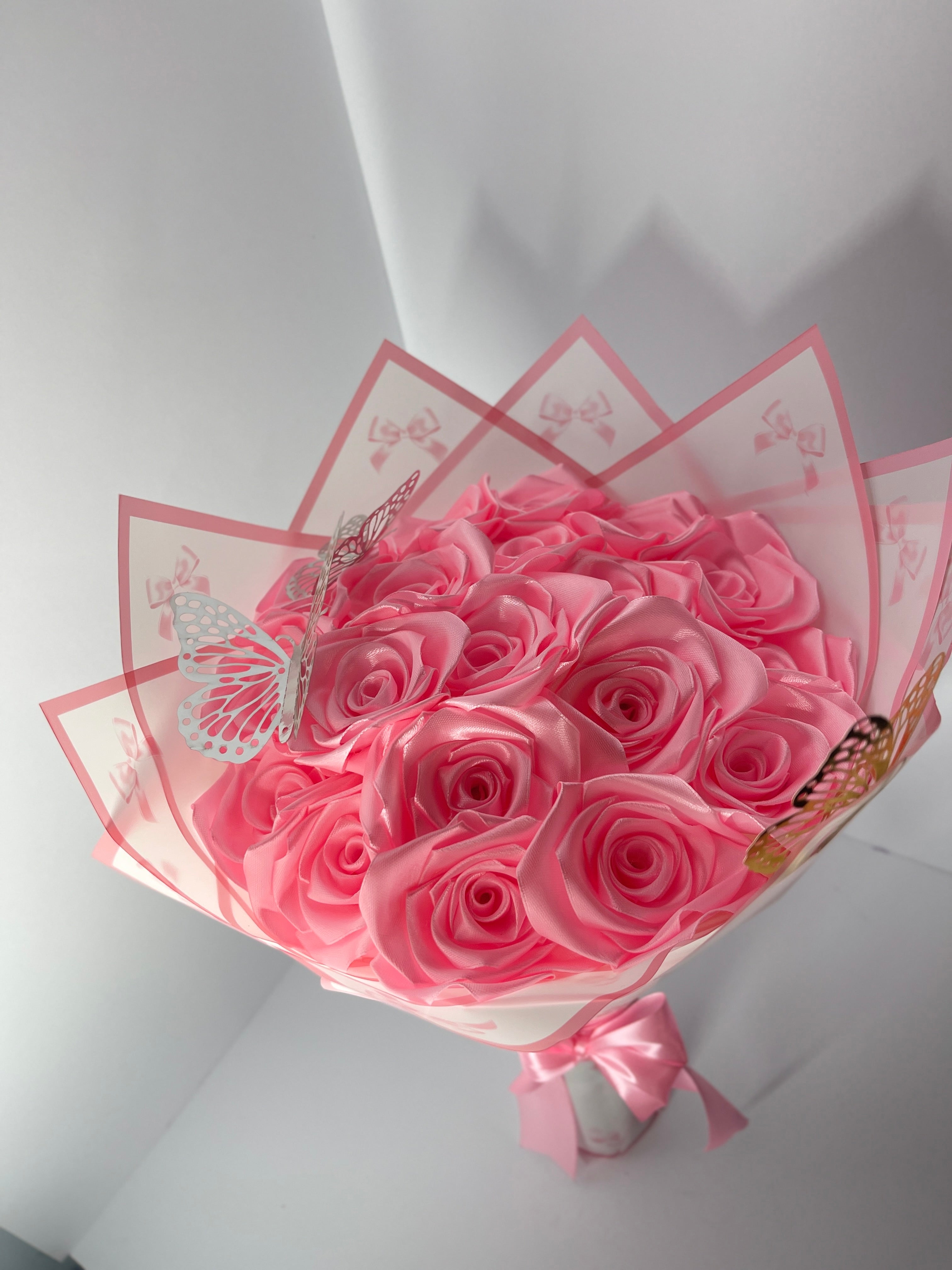 Pink Satin Rose Eternal Bouquet