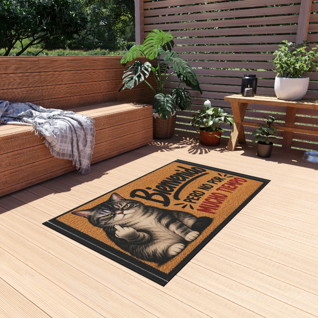 Bienvenido Pero No Por Mucho Tiempo Cat Outdoor Rug