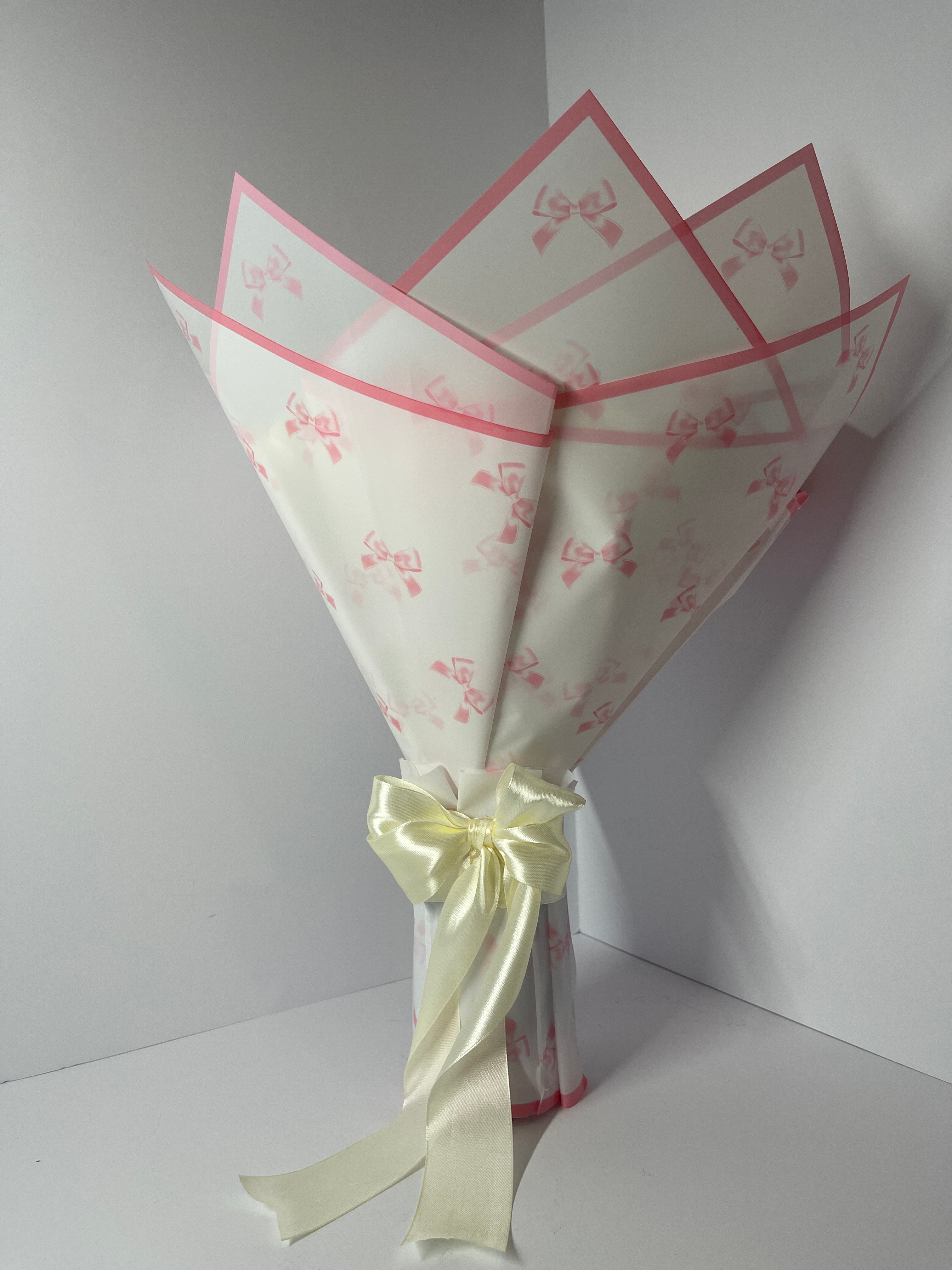 Eternal Rose Satin Ribbon Bouquet - Cream & Rose Gold with Butterflies