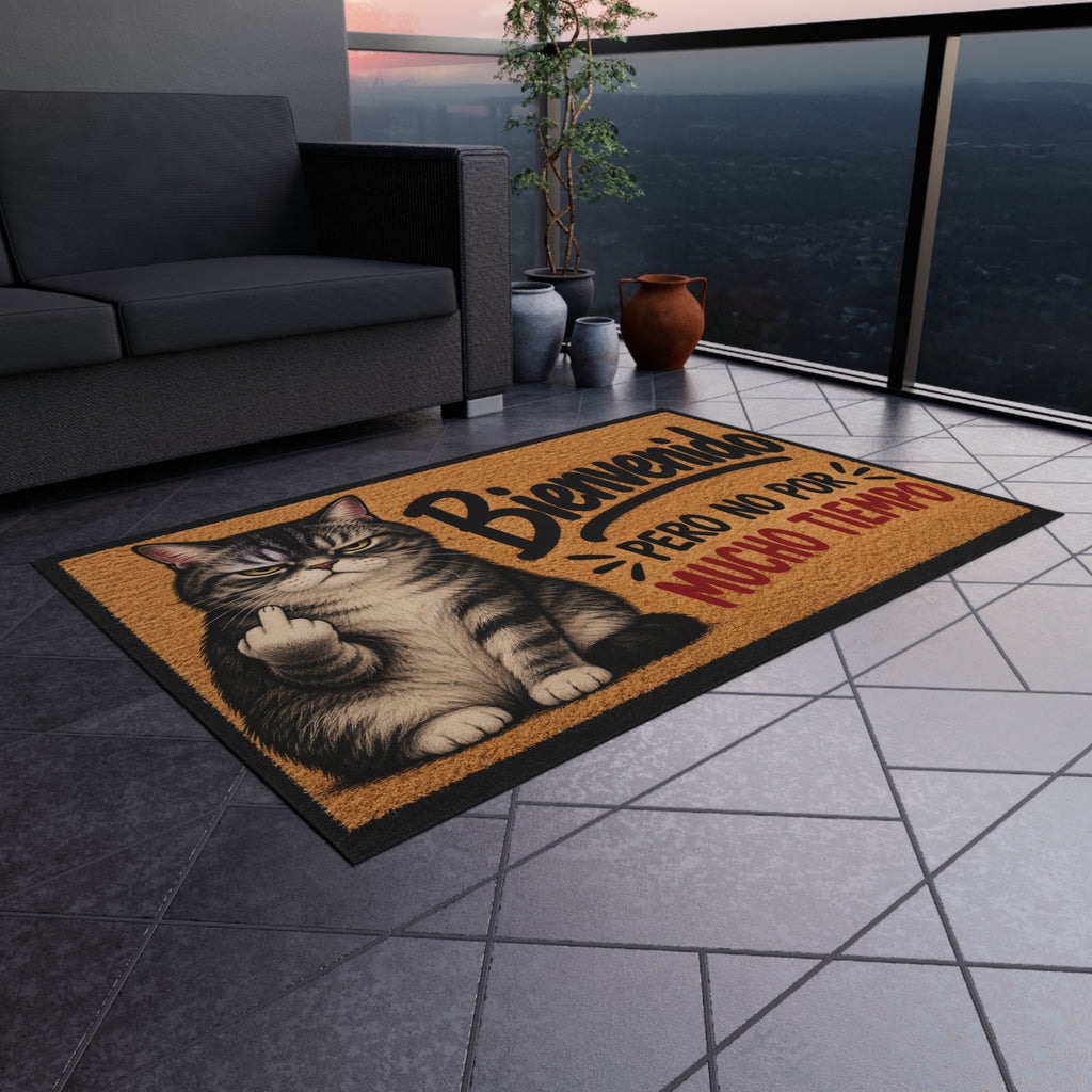Bienvenido Pero No Por Mucho Tiempo Cat Outdoor Rug