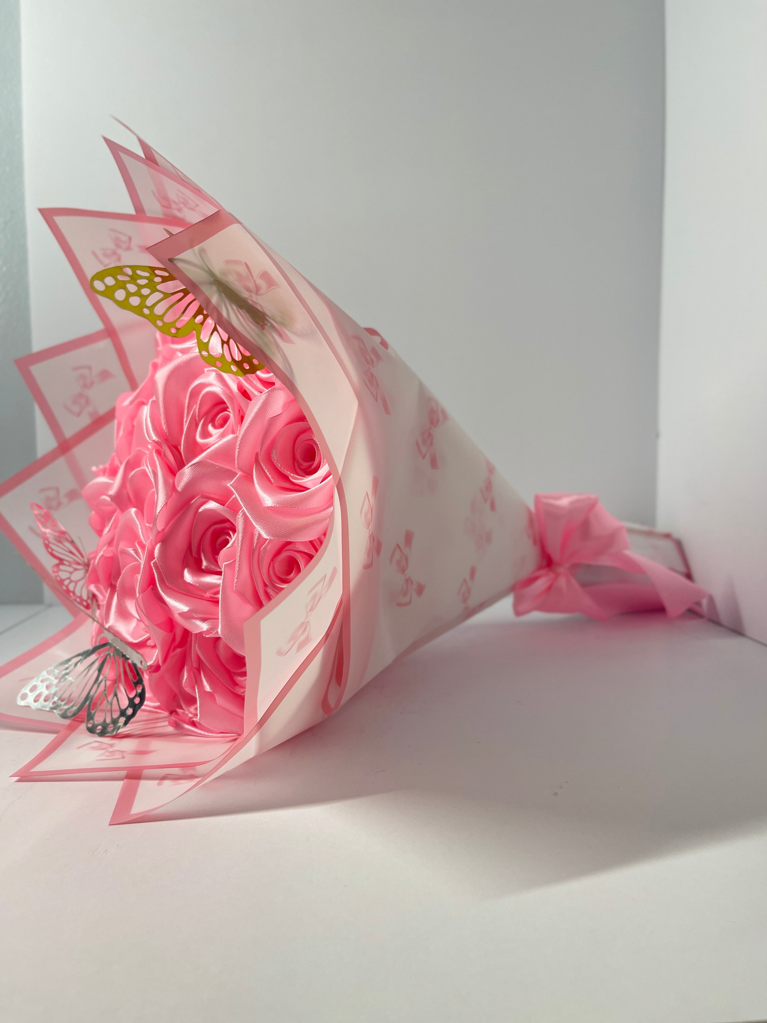 Pink Satin Rose Eternal Bouquet