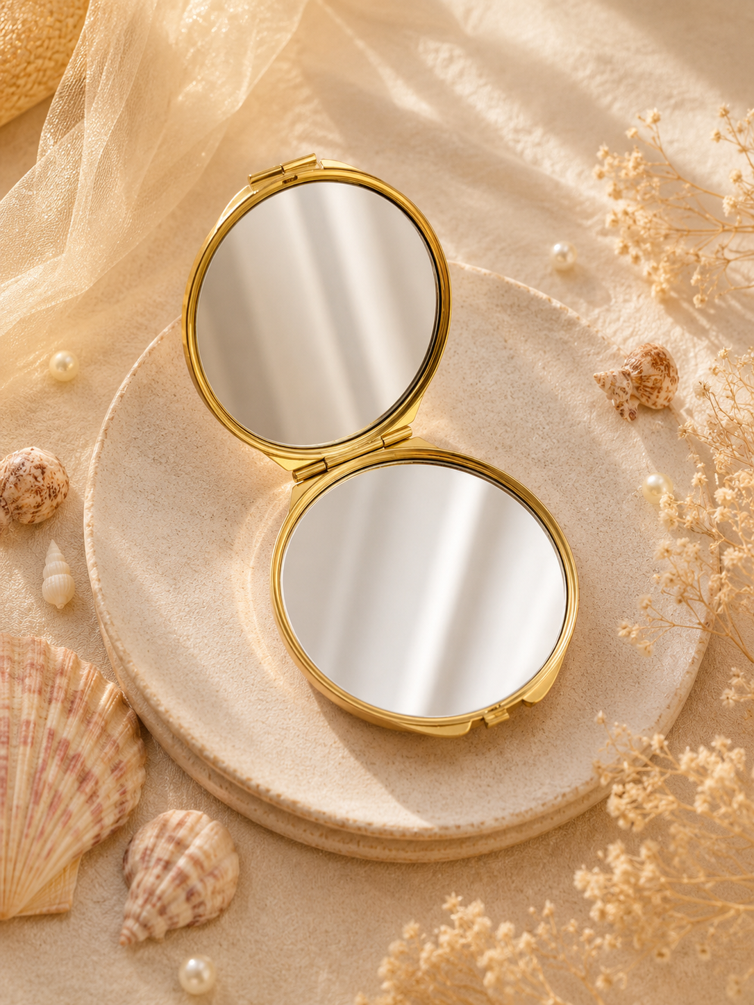 Pink Shell Compact Mirror