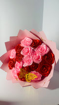 Handmade Red & Pink Satin Rose Bouquet – Sweet Passion Edition⁠