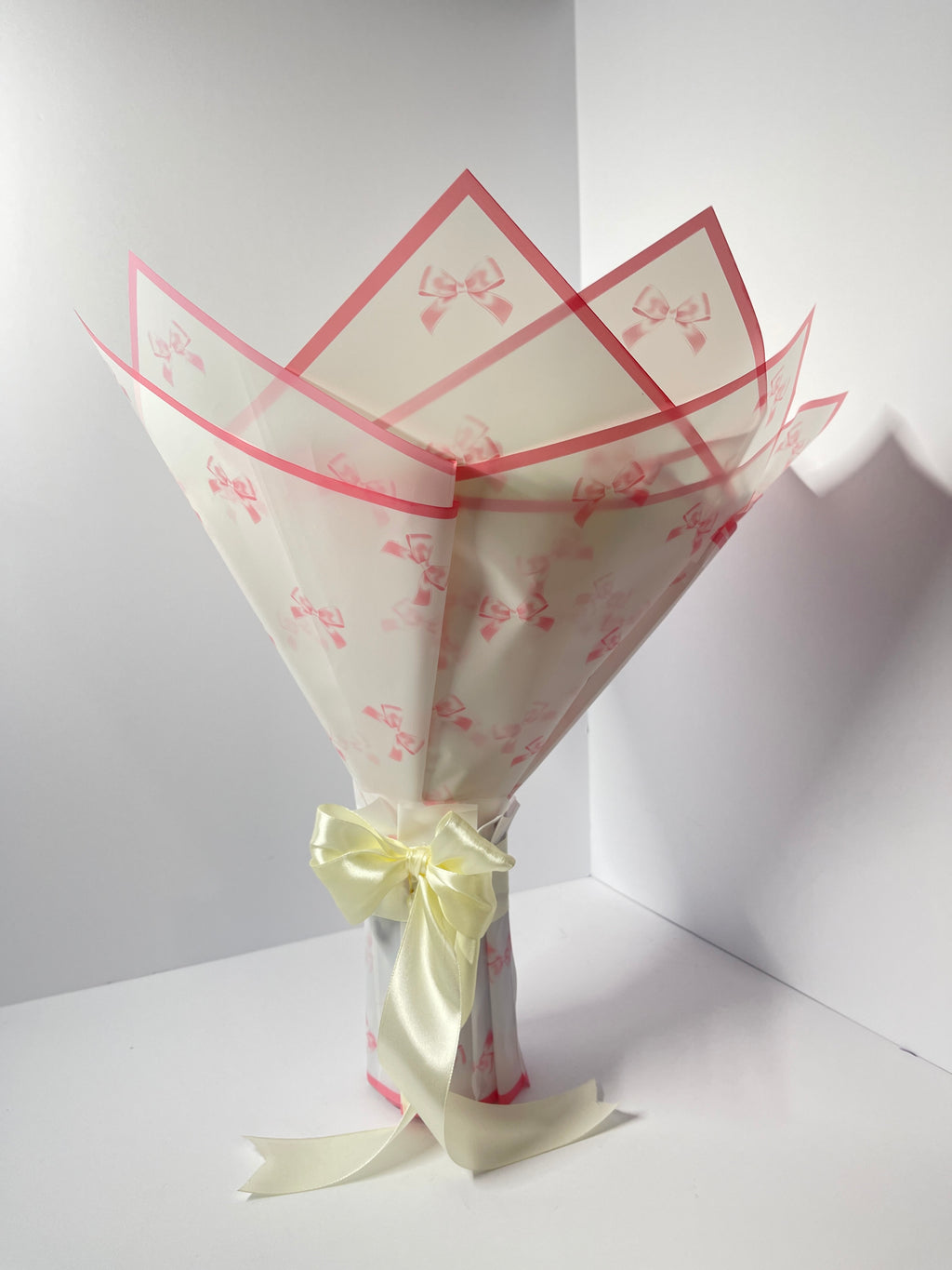 Eternal Rose Satin Ribbon Bouquet - Cream & Rose Gold with Butterflies