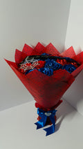 Superhero-Themed Satin Ribbon Rose Bouquet (Spider-Web Design) – Customizable