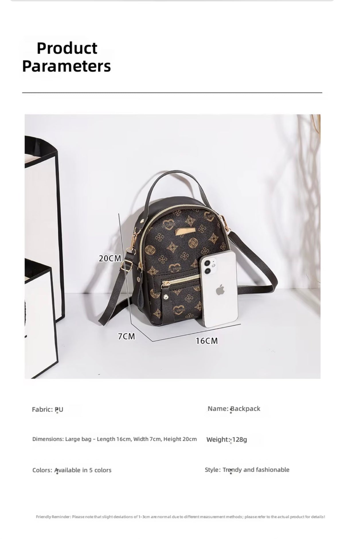 Mini Faux Leather Backpack | Mochila con Correa