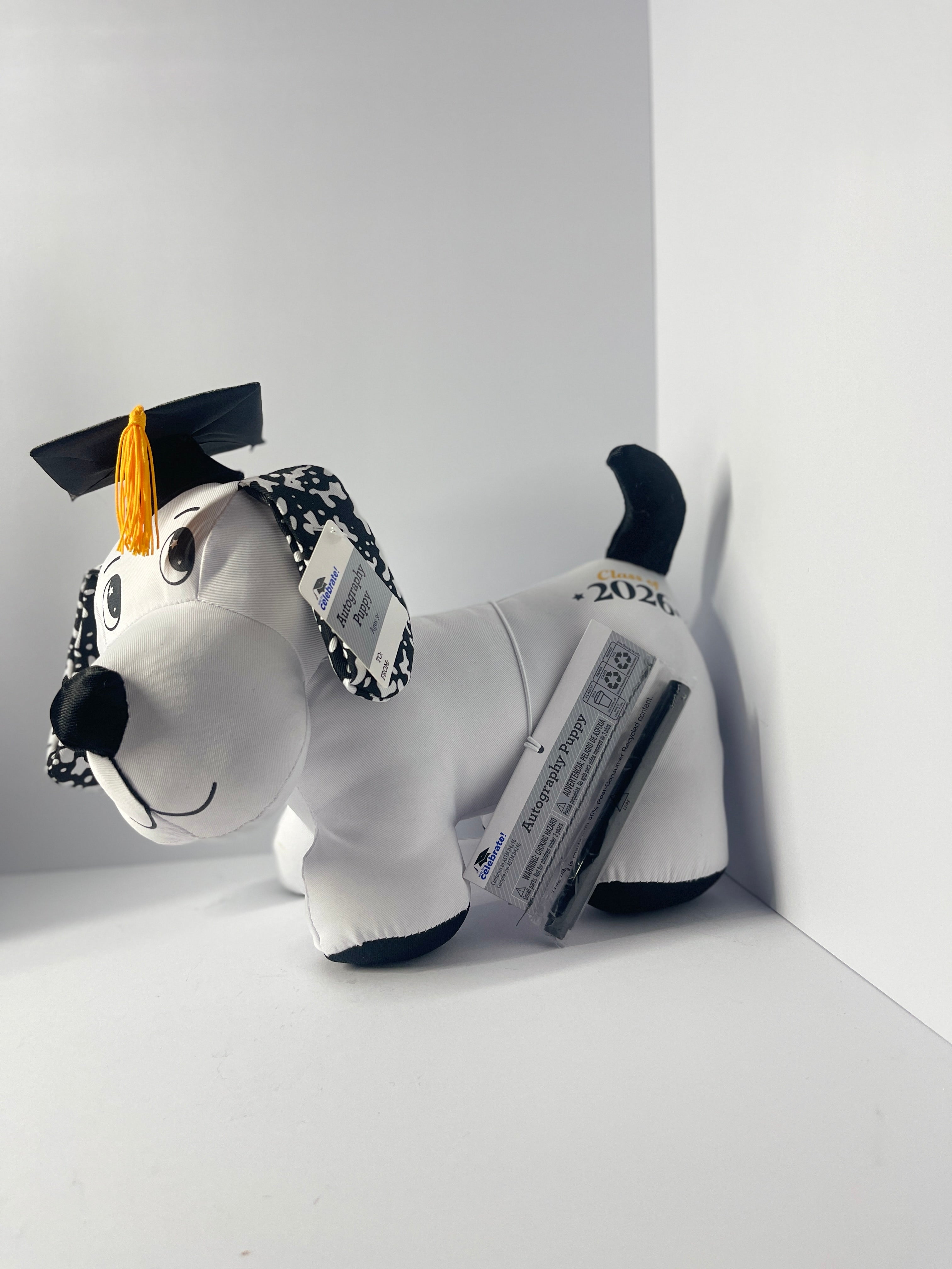 Class of 2026 graduation puppy plush with pen