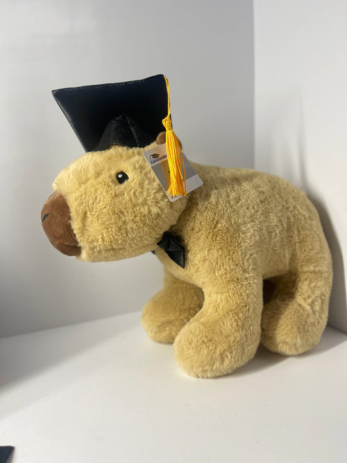 Graduation capybara plush toy with cap and bow tie
