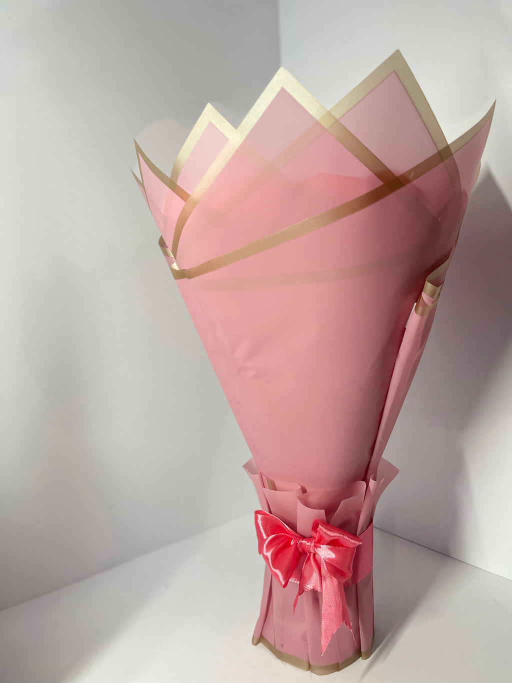 Handcrafted Satin Ribbon Rose Bouquet - Princess Pink Design with Golden Crown and Butterflies