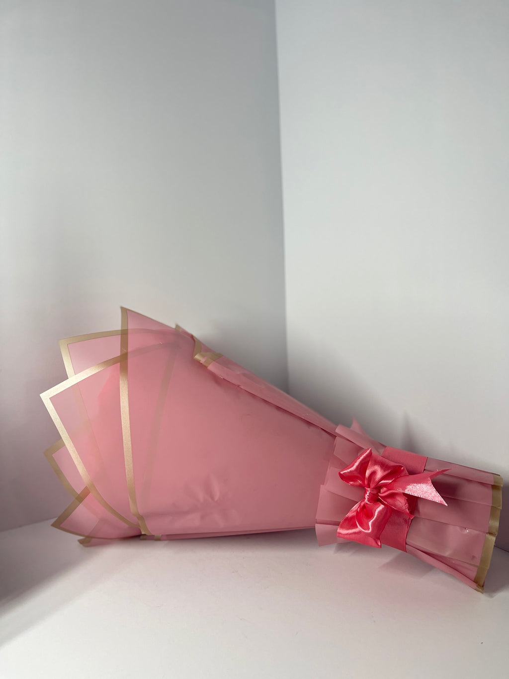 Handcrafted Satin Ribbon Rose Bouquet - Princess Pink Design with Golden Crown and Butterflies