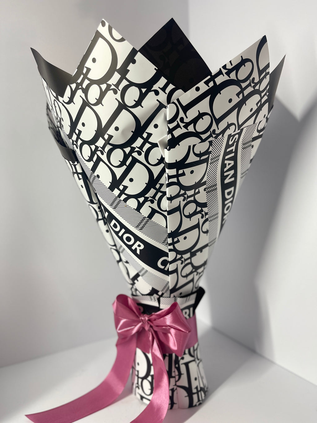 Handcrafted Light Blue and White Satin Ribbon Rose Bouquet with Gold Butterfly Accessory