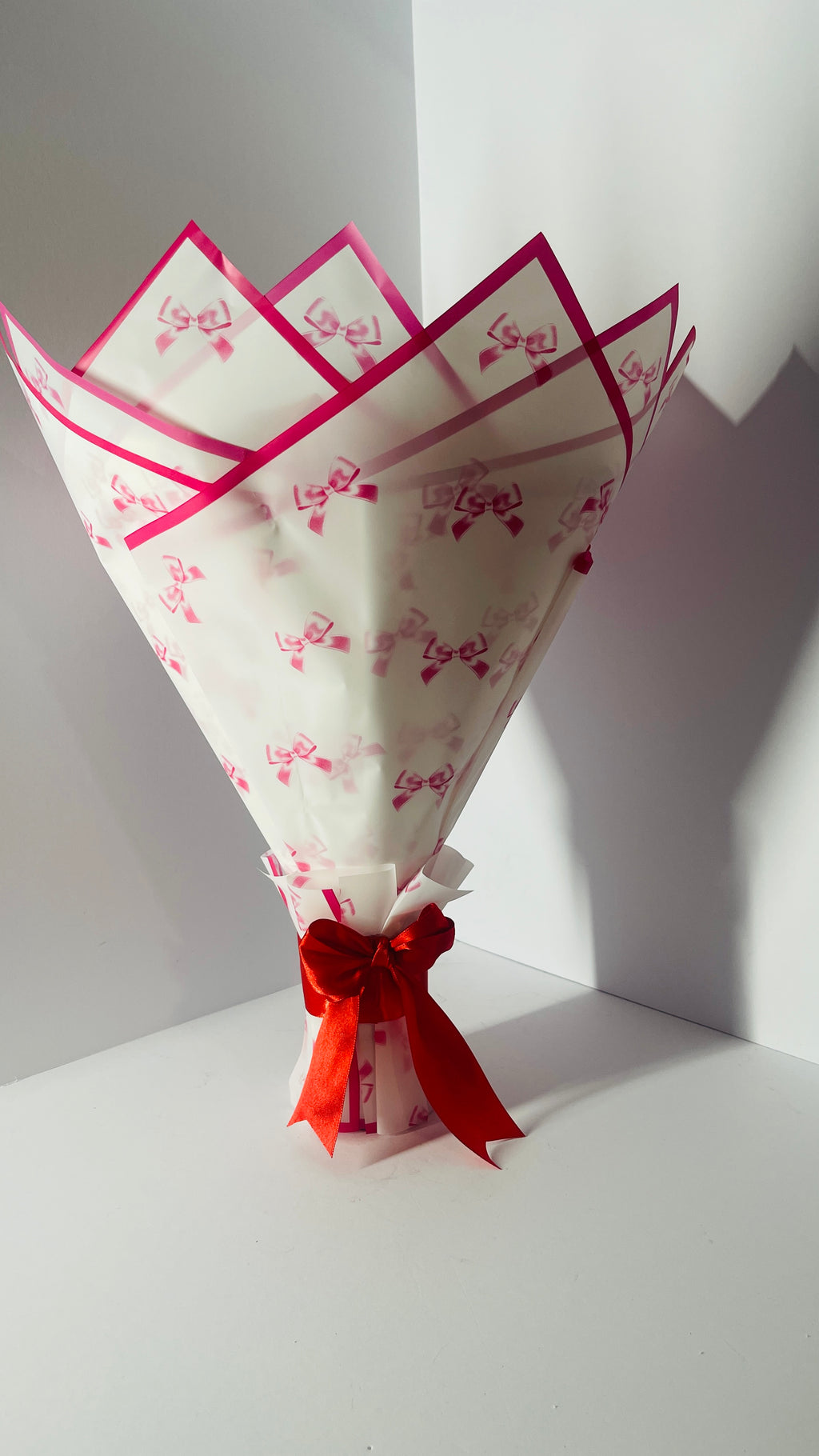 Elegant 19-Stem Handcrafted Ribbon Rose Bouquet – Red & Cream Satin Floral Arrangement