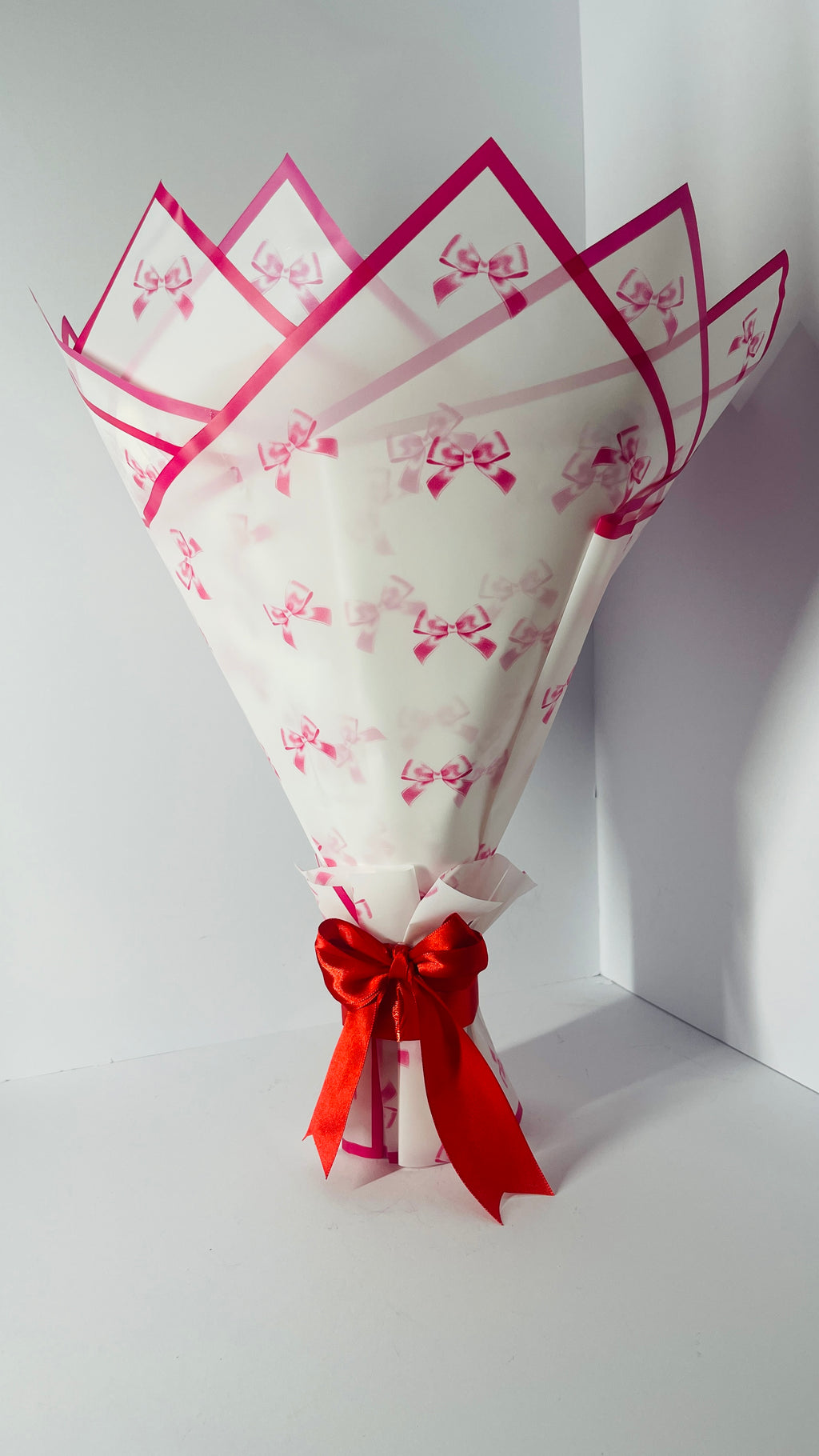 Elegant 19-Stem Handcrafted Ribbon Rose Bouquet – Red & Cream Satin Floral Arrangement