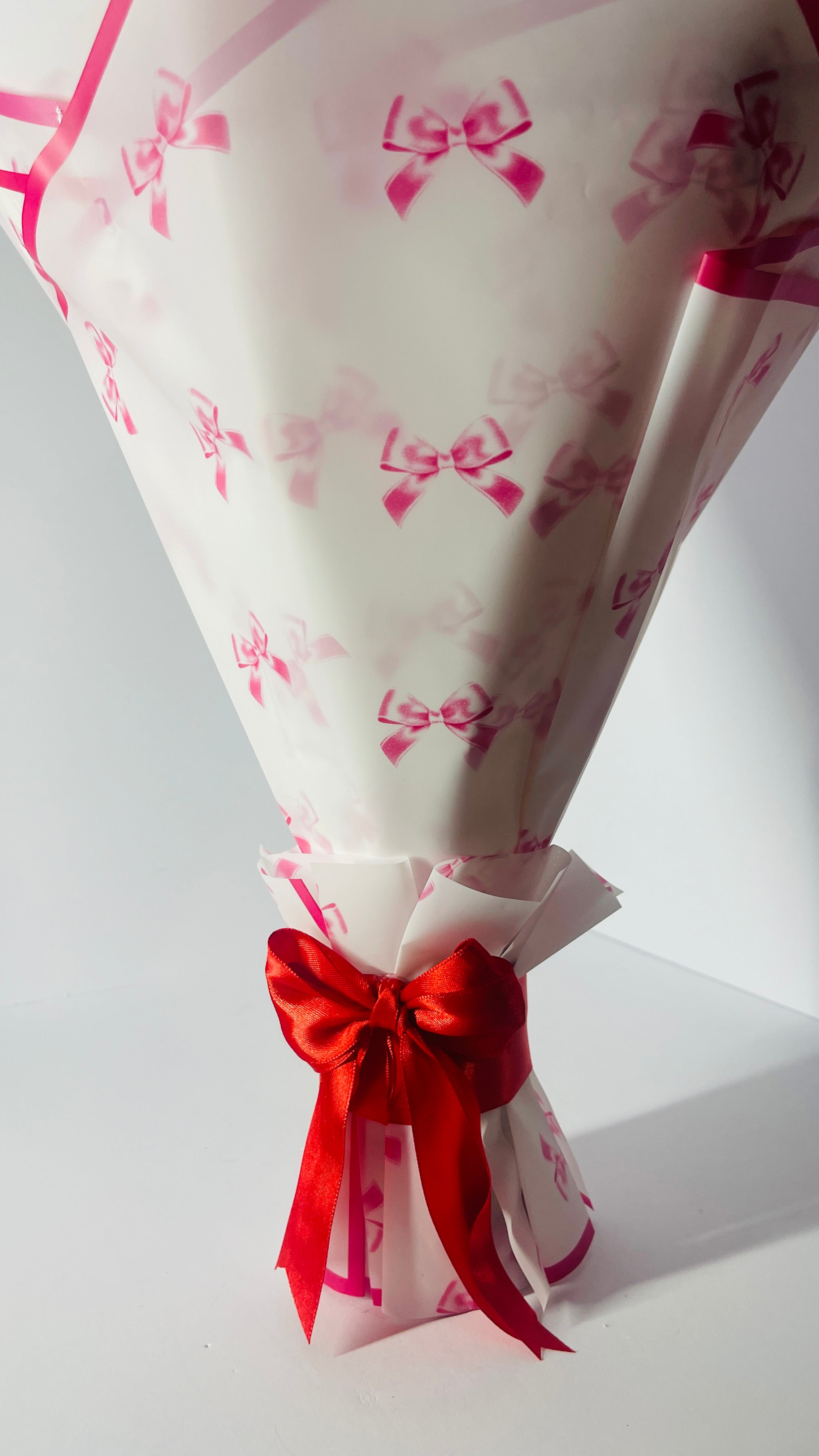 Elegant 19-Stem Handcrafted Ribbon Rose Bouquet – Red & Cream Satin Floral Arrangement