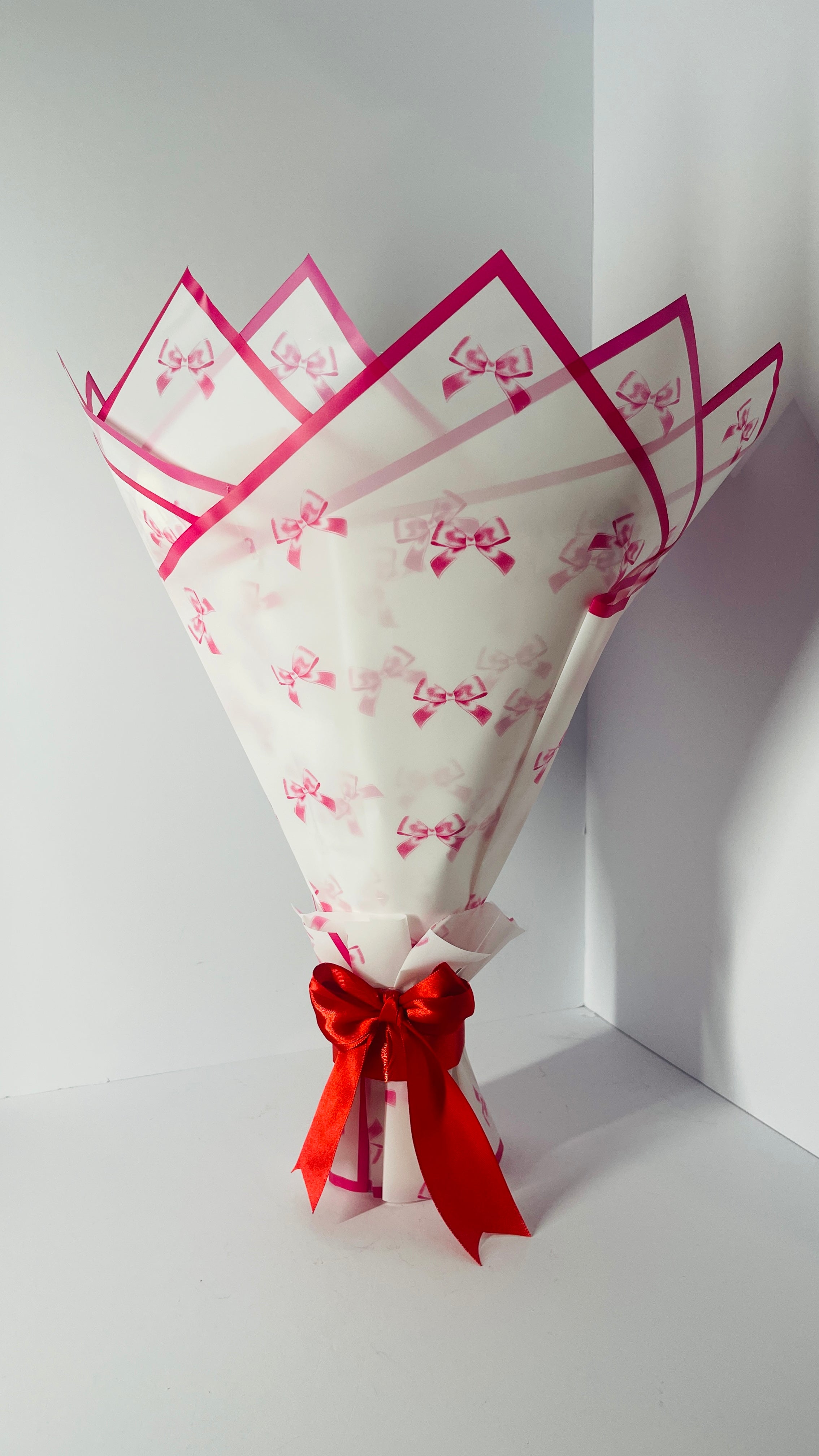 Elegant 19-Stem Handcrafted Ribbon Rose Bouquet – Red & Cream Satin Floral Arrangement