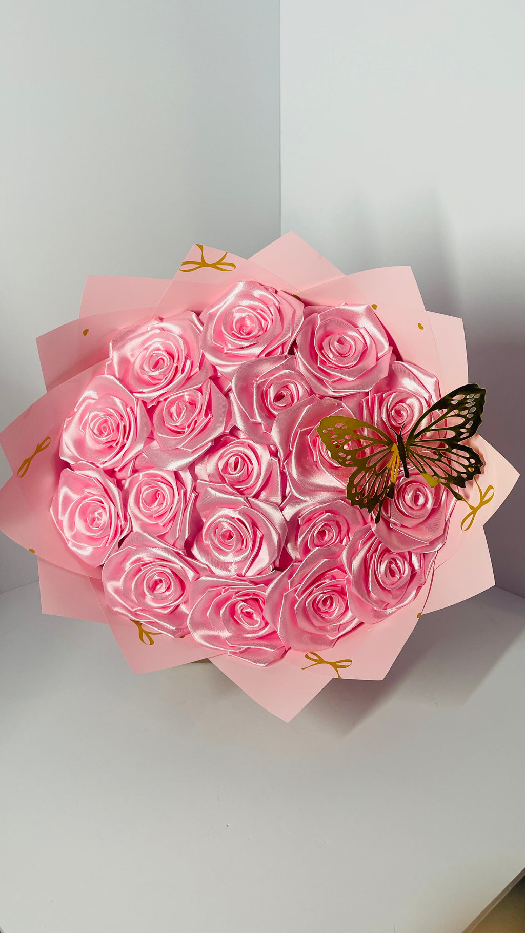 Forever Pink Satin Rose Bouquet - Butterfly Dream⁠ (18)