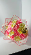 Handmade Satin Rose Bouquet with Decorative Butterfly - The Eternal Gift