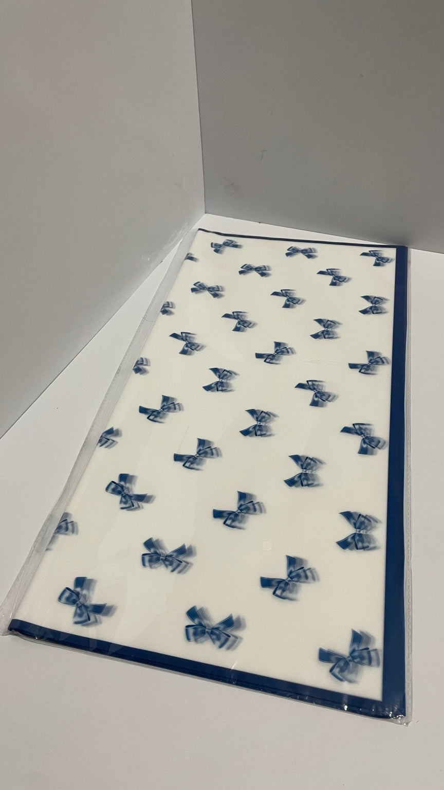 Royal Blue Korean Bow Floral Wrapping Paper – 20 Sheets
