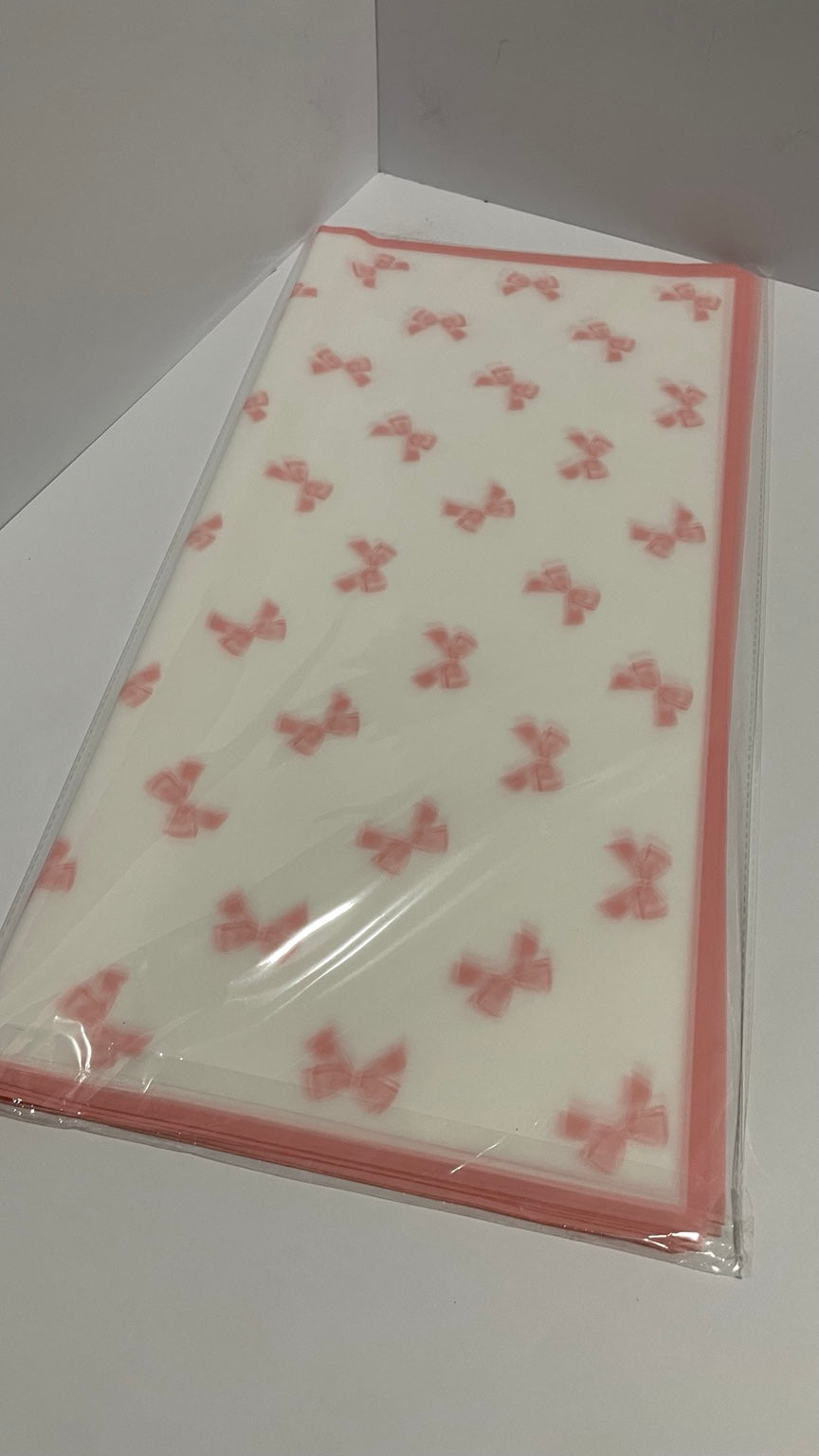 Blush Pink Korean Bow Floral Wrapping Paper – 20 Sheets