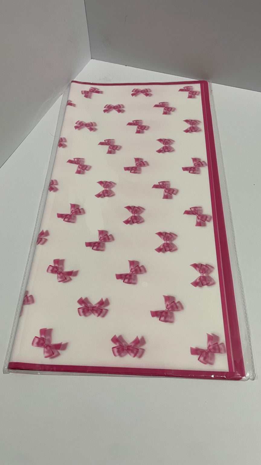 Hot Pink Korean Bow Floral Wrapping Paper – 20 Sheets