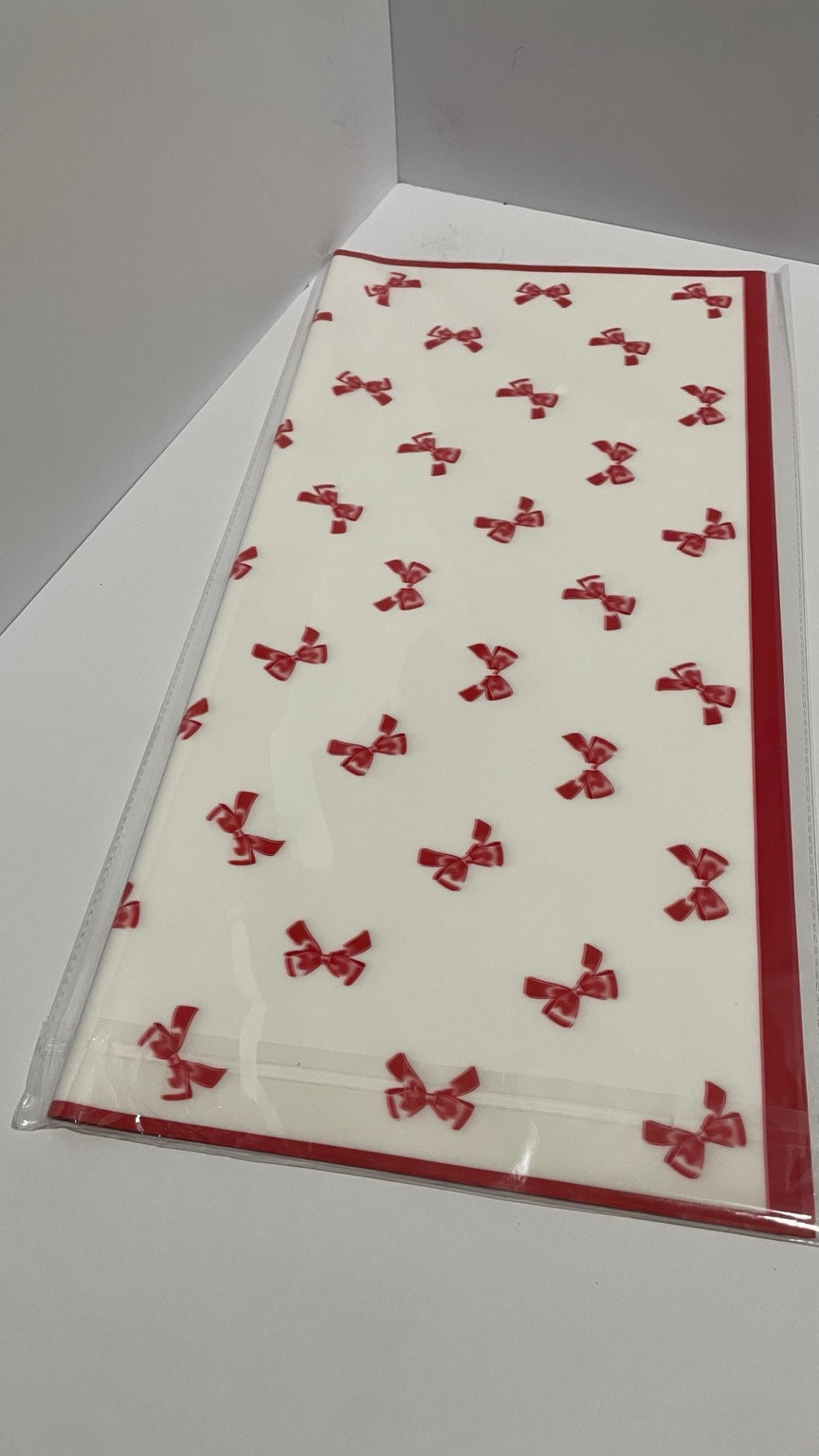 Red Korean Bow Floral Wrapping Paper – 20 Sheets