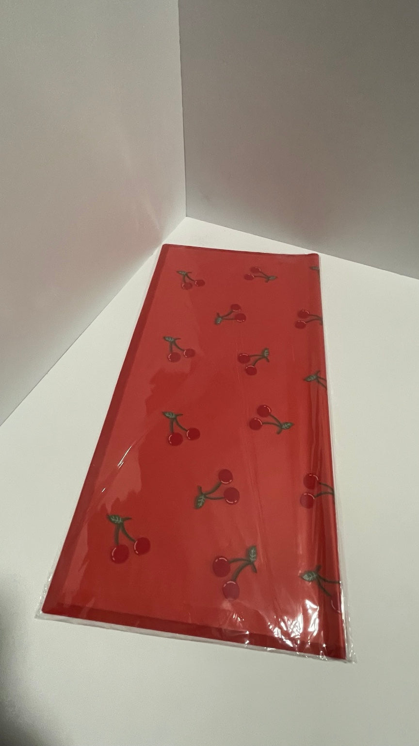 Red Korean Cherry Floral Wrapping Paper – 20 Sheets
