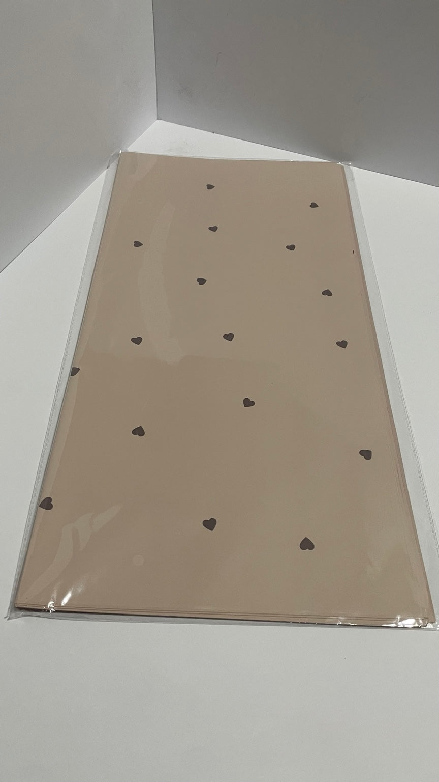 Nude Korean Heart Floral Wrapping Paper – 20 Sheets