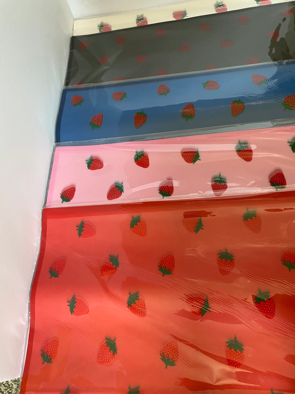 Korean Strawberry Floral Wrapping Paper – 20 Sheets color assortment