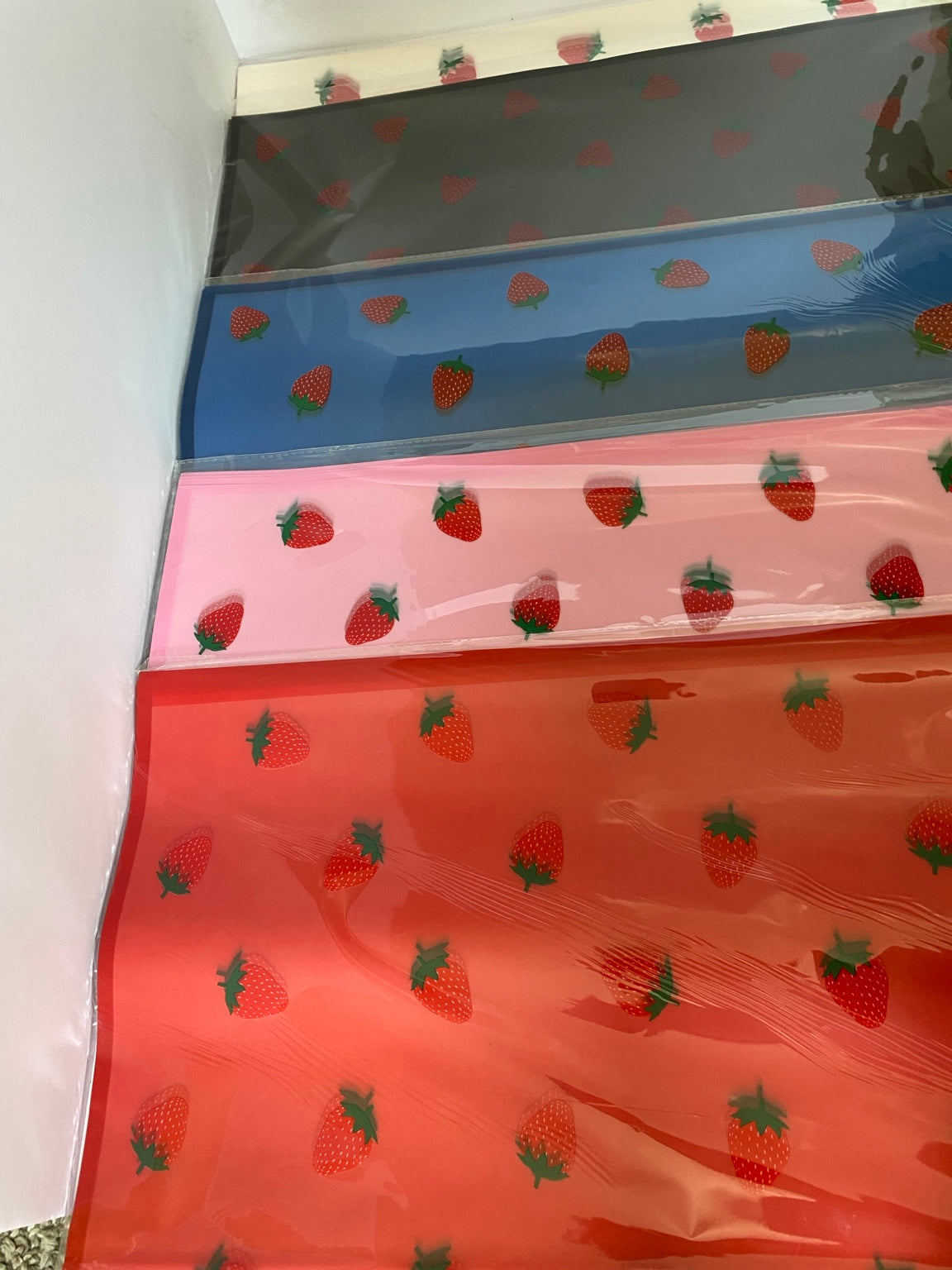 Korean Strawberry Floral Wrapping Paper – 20 Sheets color assortment