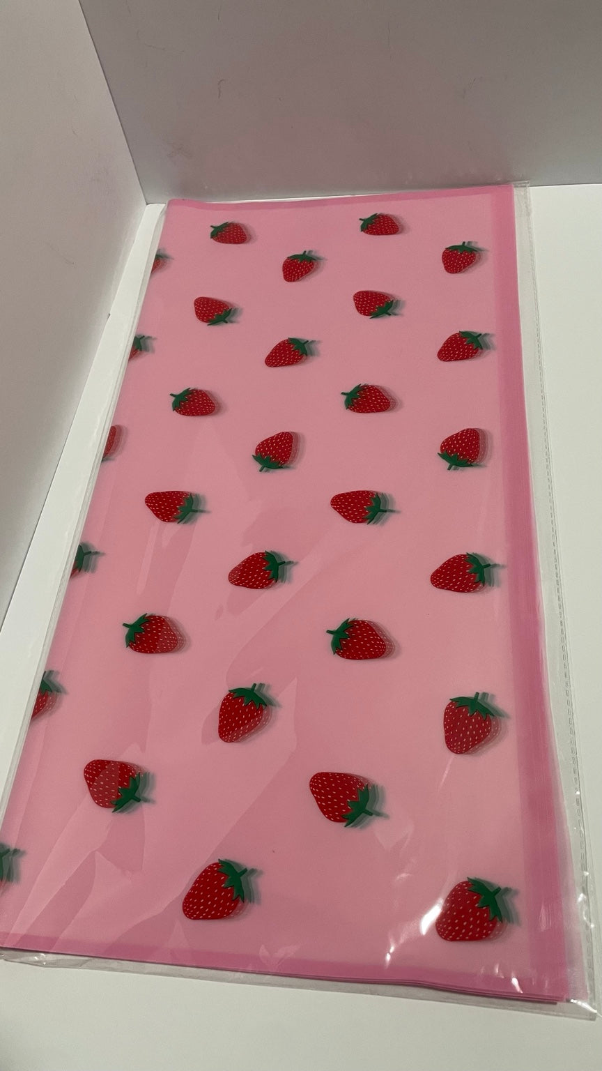 Pink Korean Strawberry Floral Wrapping Paper – 20 Sheets