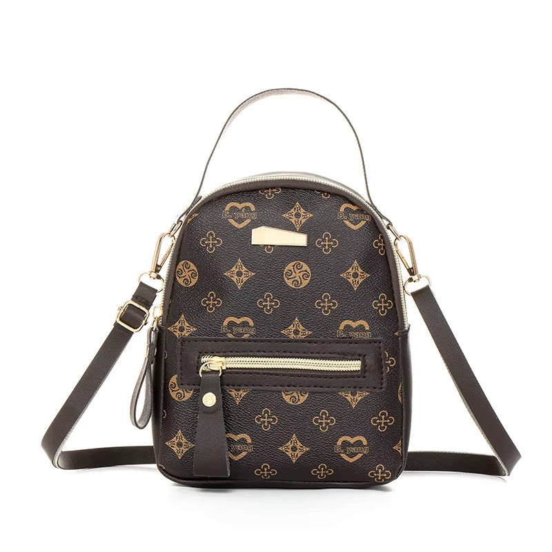 Dark brown women's mini crossbody backpack purse
